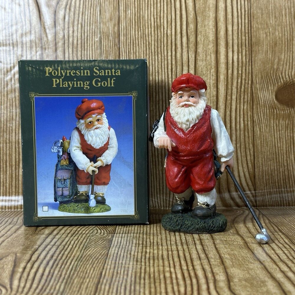 Kurt S. Adler Collectible‎ Santa Playing Golf With Box Vintage 6” Polyresin